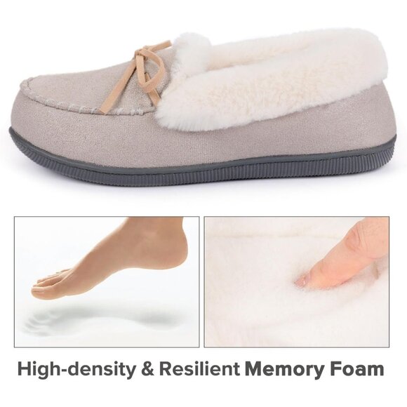 Women's Cloud Gray Glittered Faux Fur Lining Wrap Rubber Sole Slipper Bootie - Picture 4 of 6